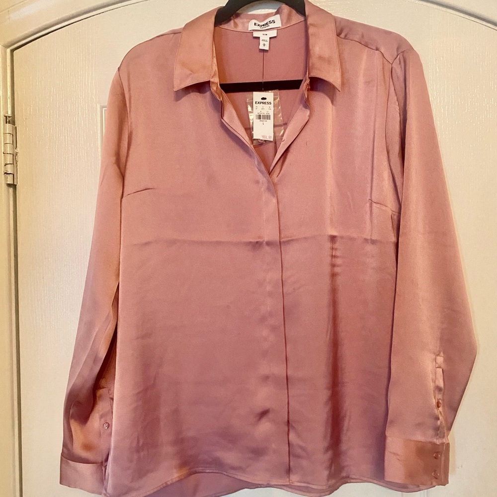 EXPRESS NWT pink silky blouse size L